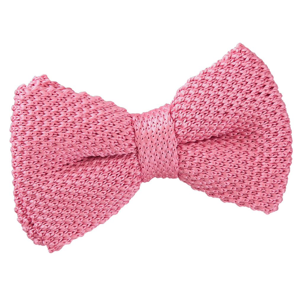 Boys Strawberry Pink Plain Knitted Pre Tied Bow Tie