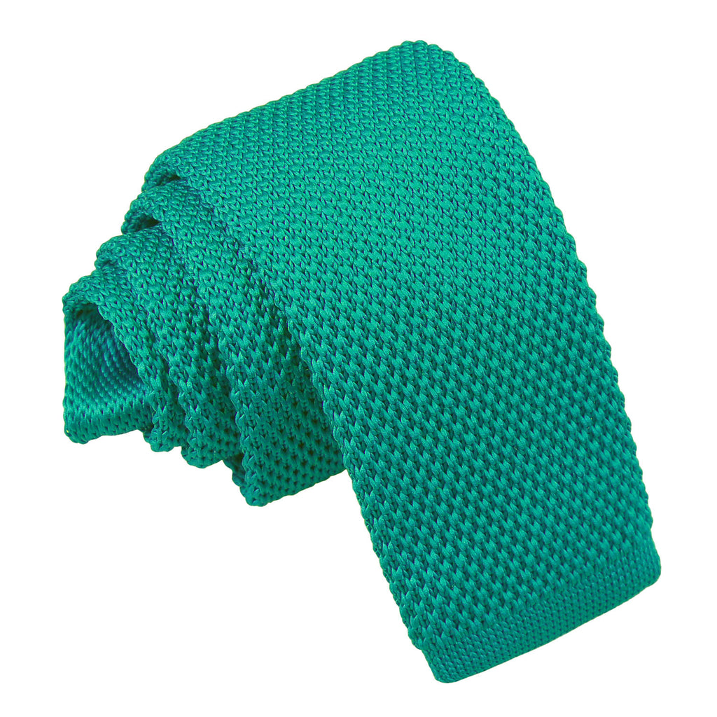 Boys Teal Plain Knitted Tie