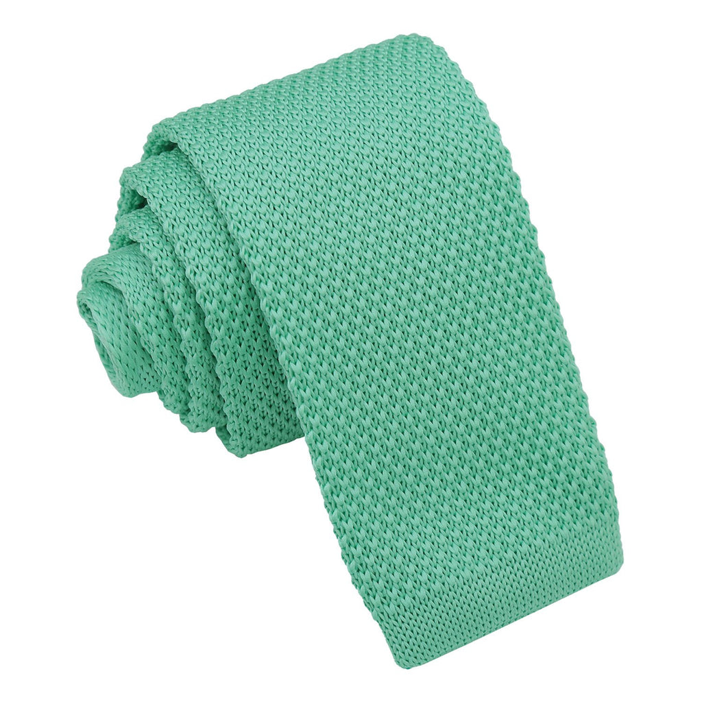 Boys Aquamarine Green Plain Knitted Tie