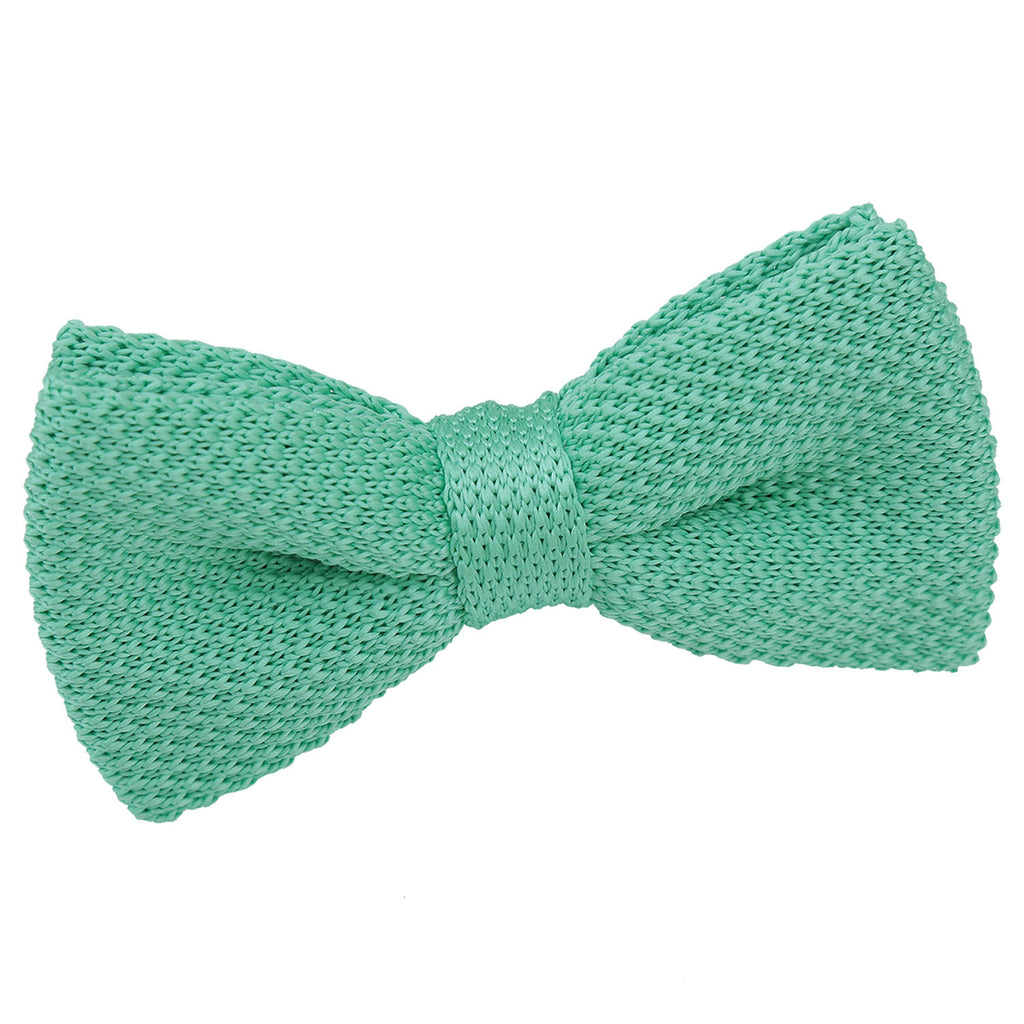 Aquamarine Green Plain Knitted Pre Tied Bow Tie