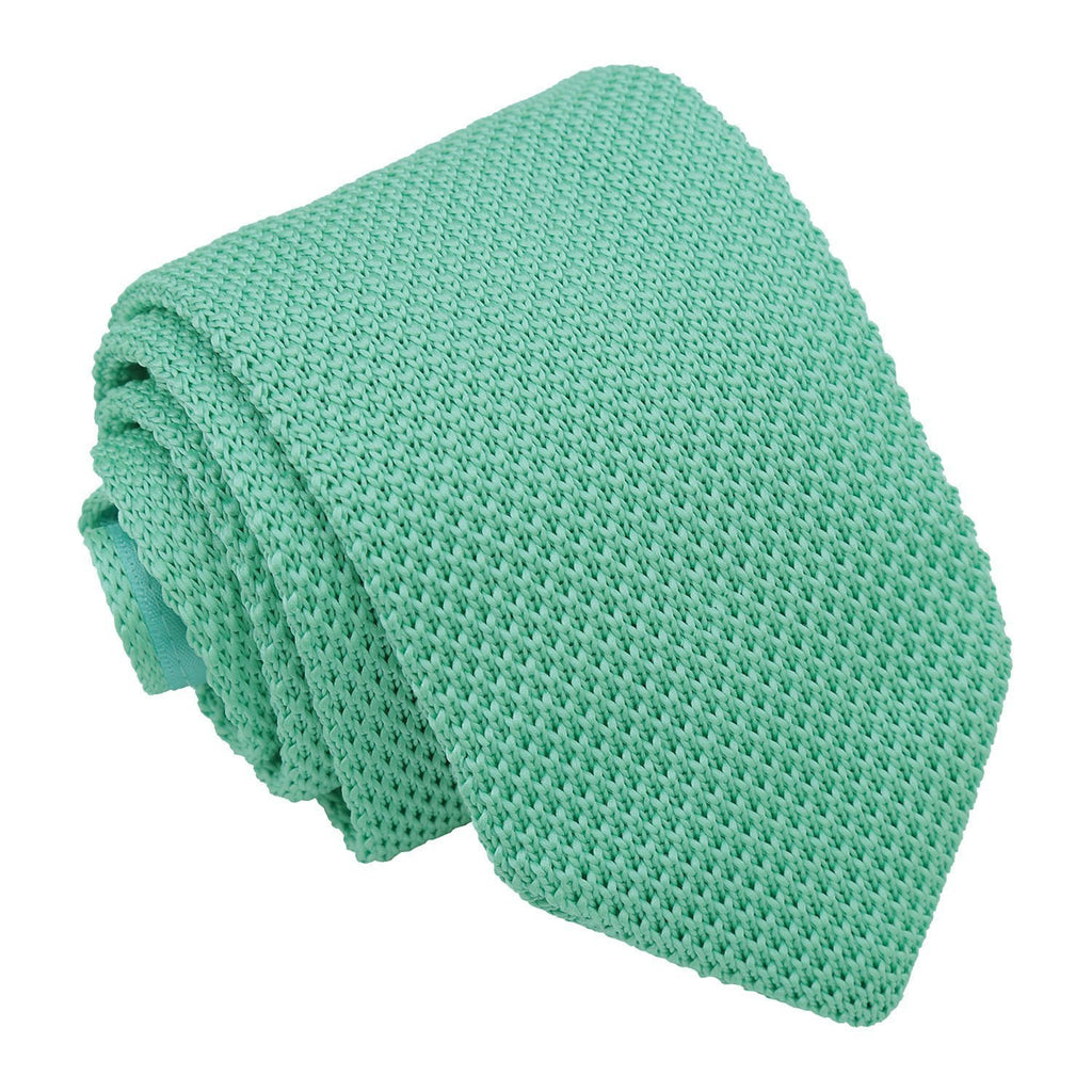 Aquamarine Green Plain Knitted Slim Tie