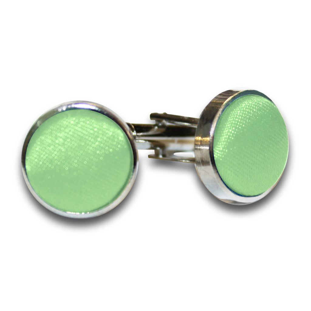 Lime Green Plain Satin Cufflinks