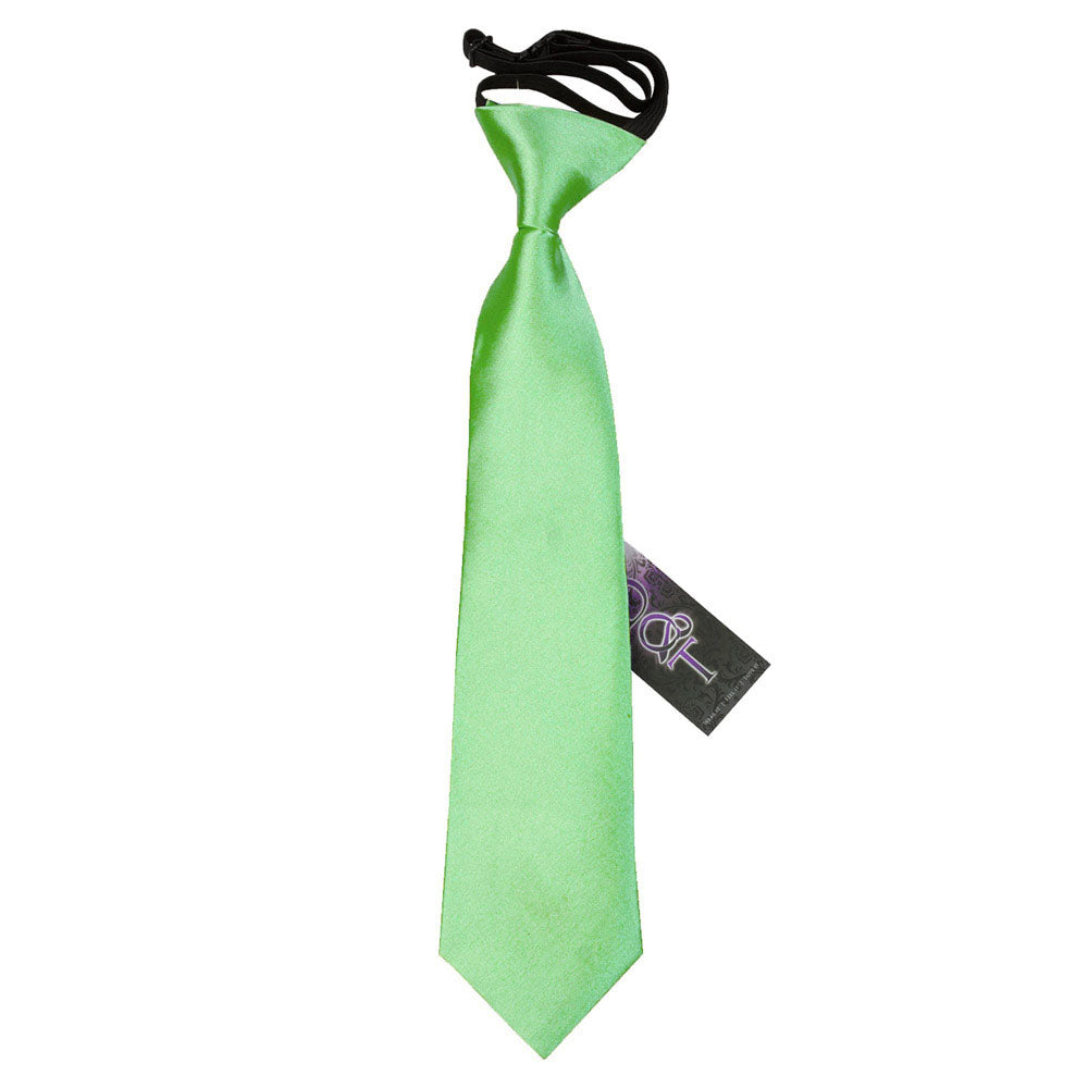 Plain Satin Elasticated Tie - Boys - Mint Green - Well Dapper