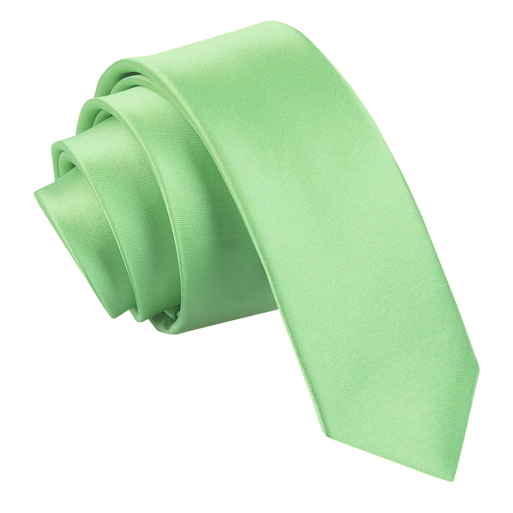 Plain Satin Skinny Tie - Emerald Green - Well Dapper