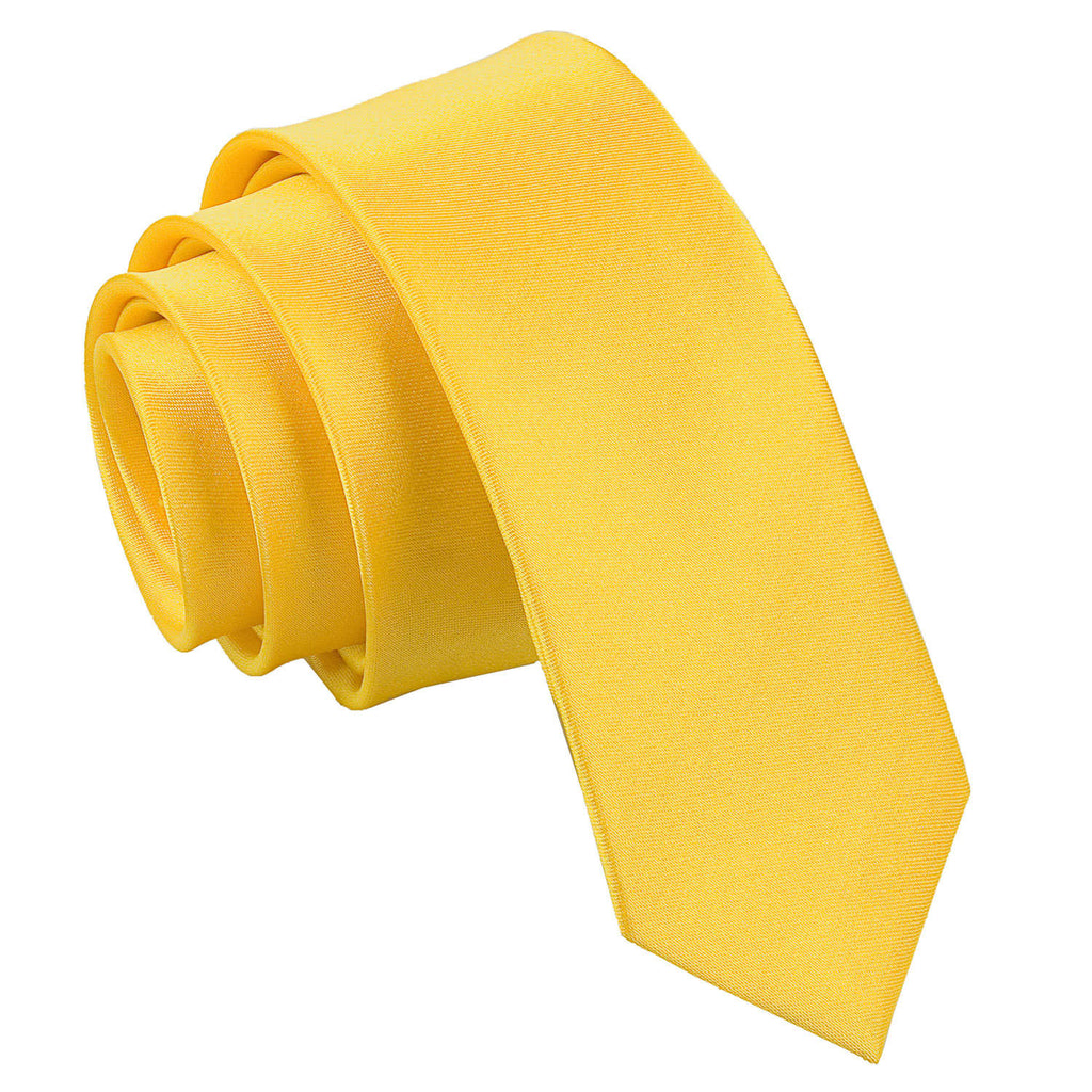 Marigold Plain Satin Skinny Tie