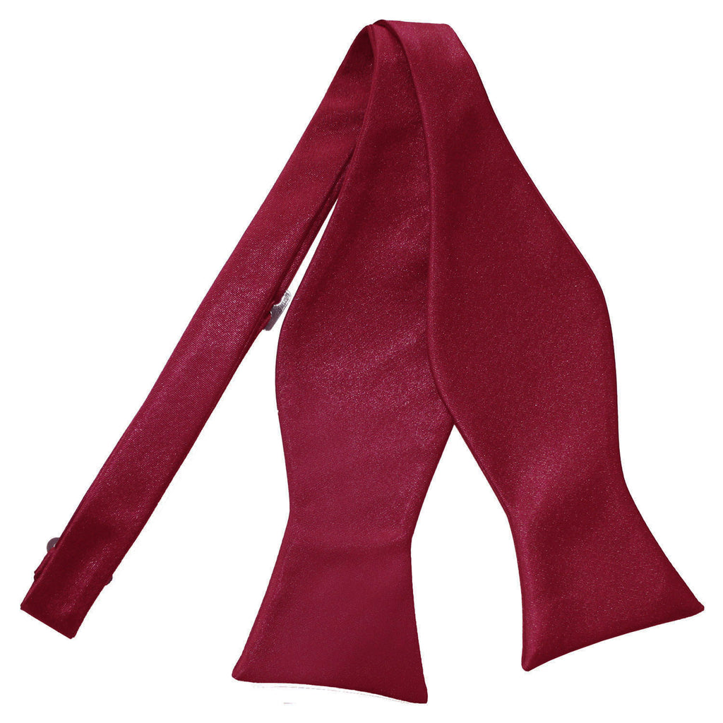 Burgundy Plain Satin Self Tie Bow Tie