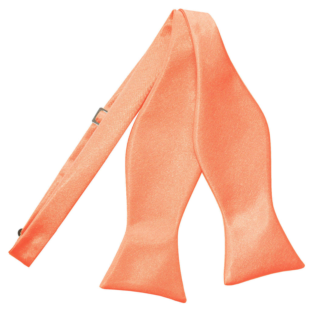 Coral Plain Satin Self Tie Bow Tie