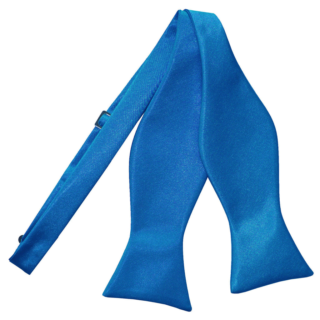 Electric Blue Plain Satin Self Tie Bow Tie