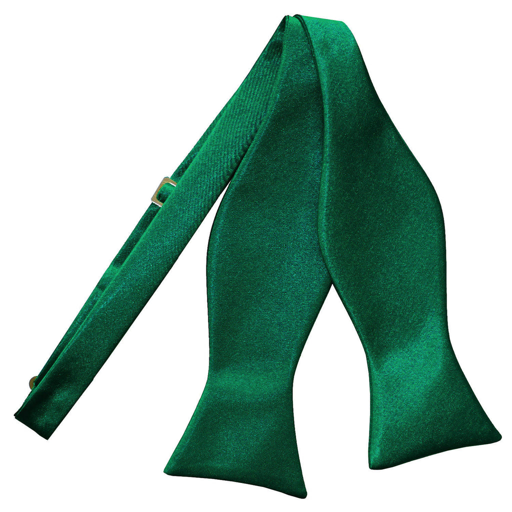 Emerald Green Plain Satin Self Tie Bow Tie