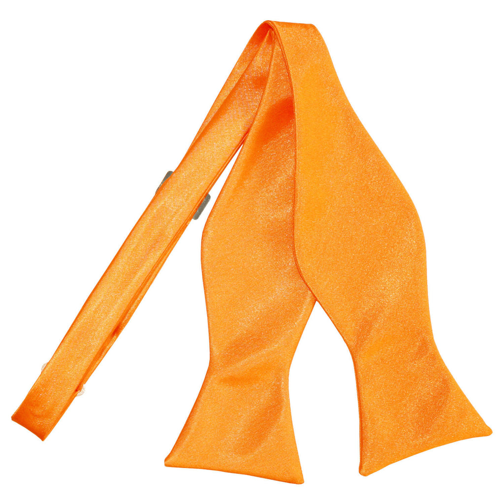 Fluorescent Orange Plain Satin Self Tie Bow Tie