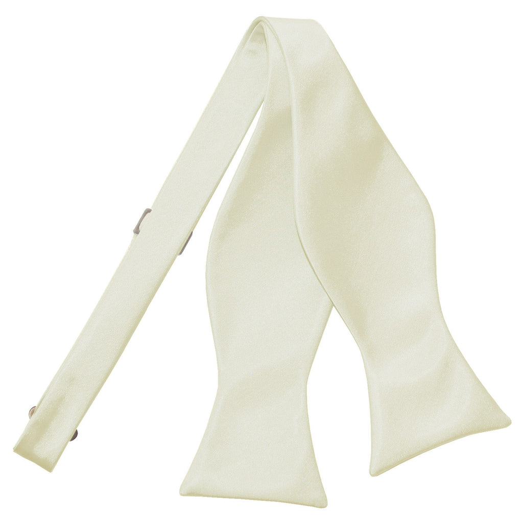 Ivory Plain Satin Self Tie Bow Tie