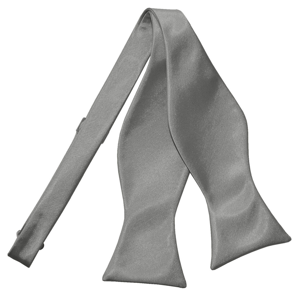 Platinum Plain Satin Self Tie Bow Tie