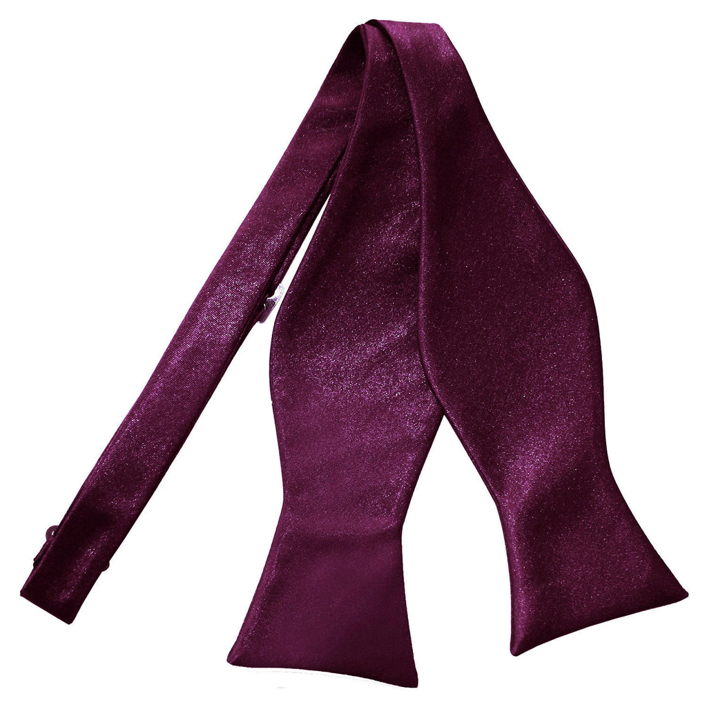 Plum Plain Satin Self Tie Bow Tie