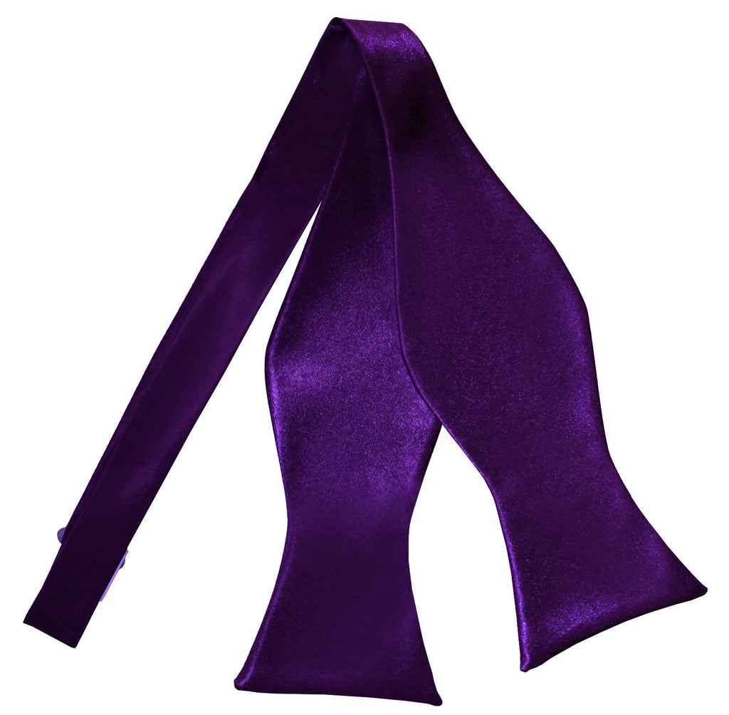 Purple Plain Satin Self Tie Bow Tie