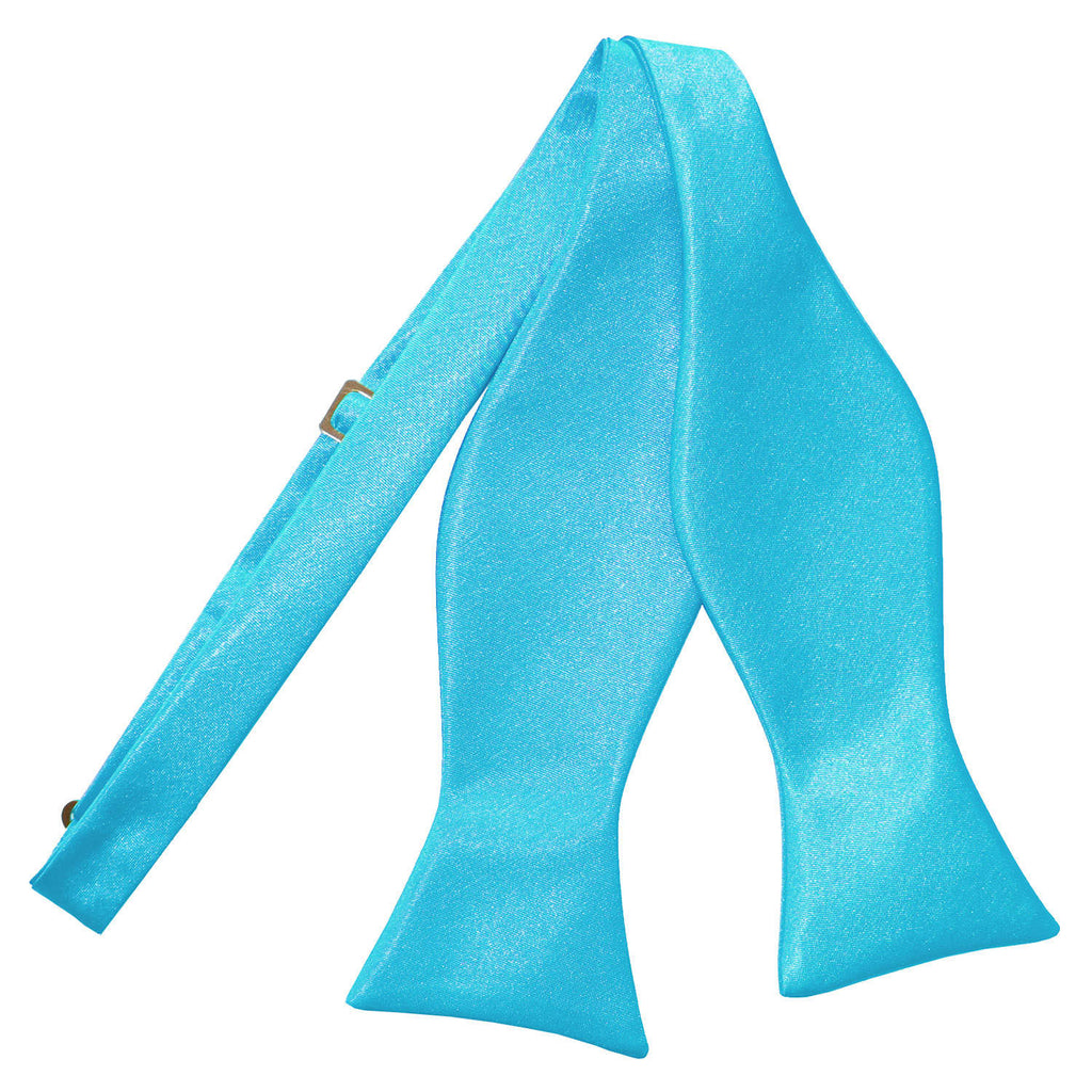 Robin's Egg Blue Plain Satin Self Tie Bow Tie