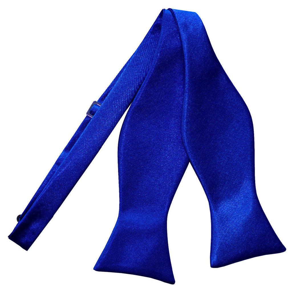 Royal Blue Plain Satin Self Tie Bow Tie