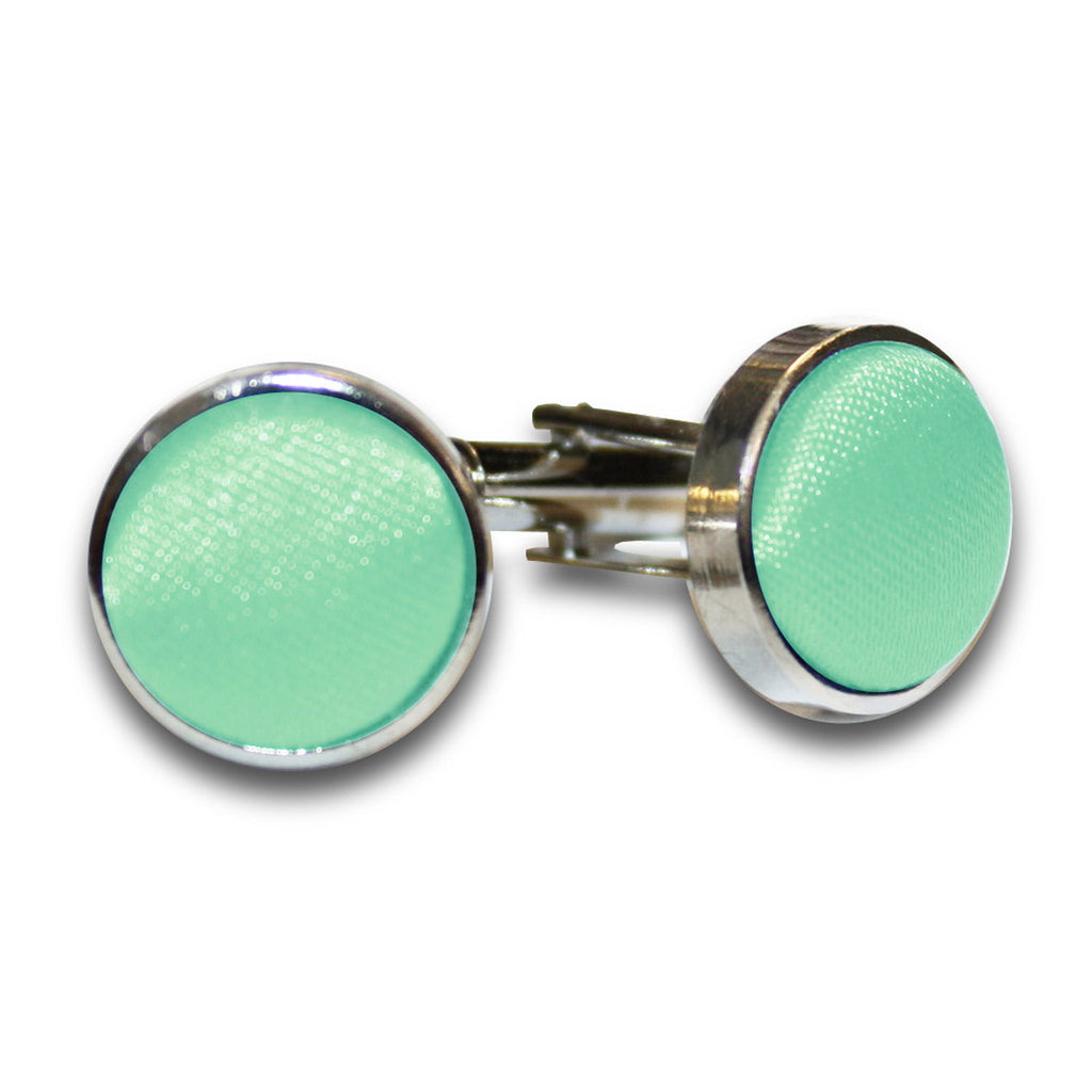 Mint Green Plain Satin Cufflinks