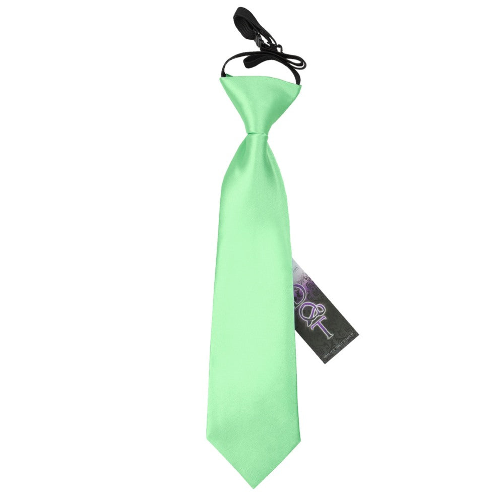 Boys Mint Green Plain Satin Elasticated Tie