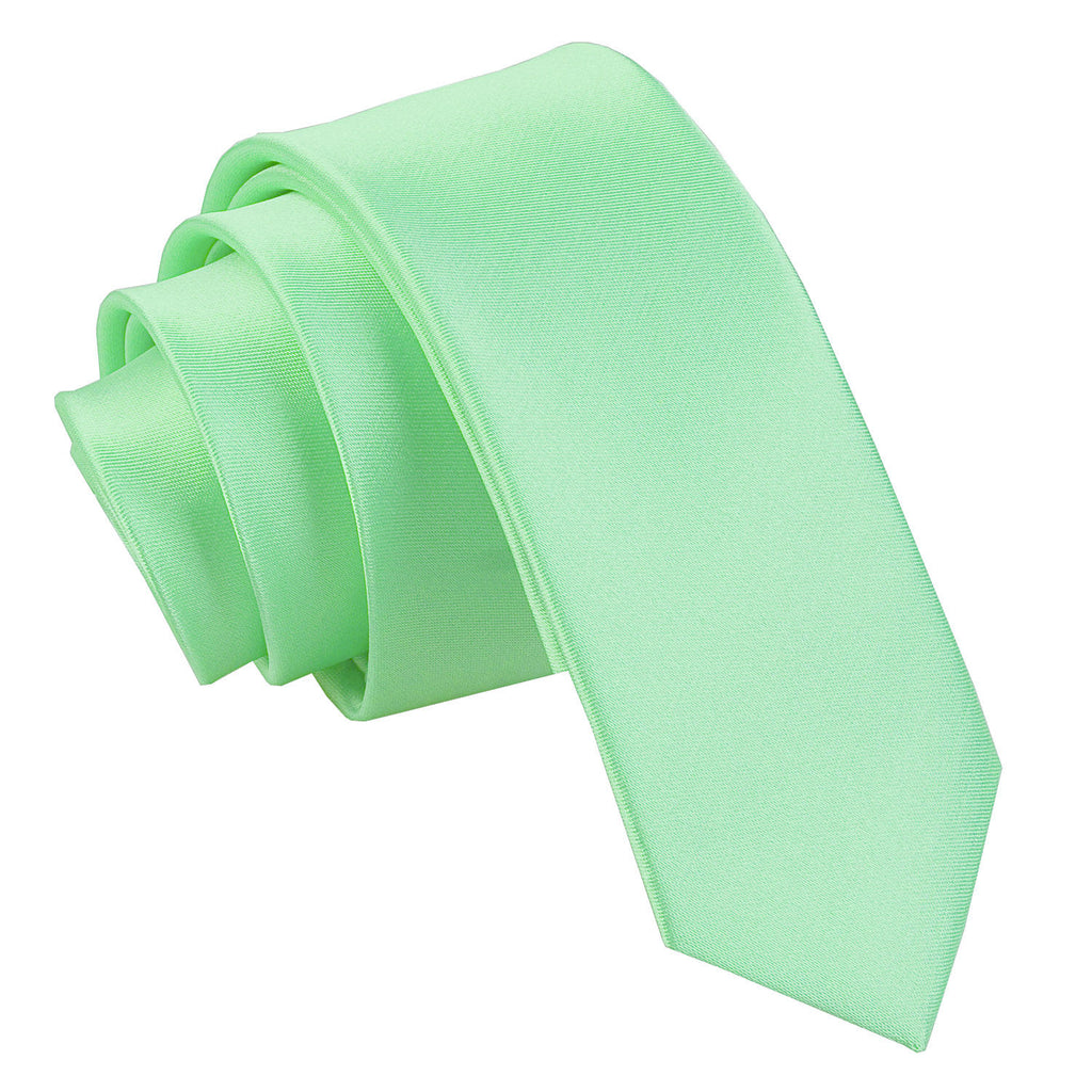 Mint Green Plain Satin Skinny Tie