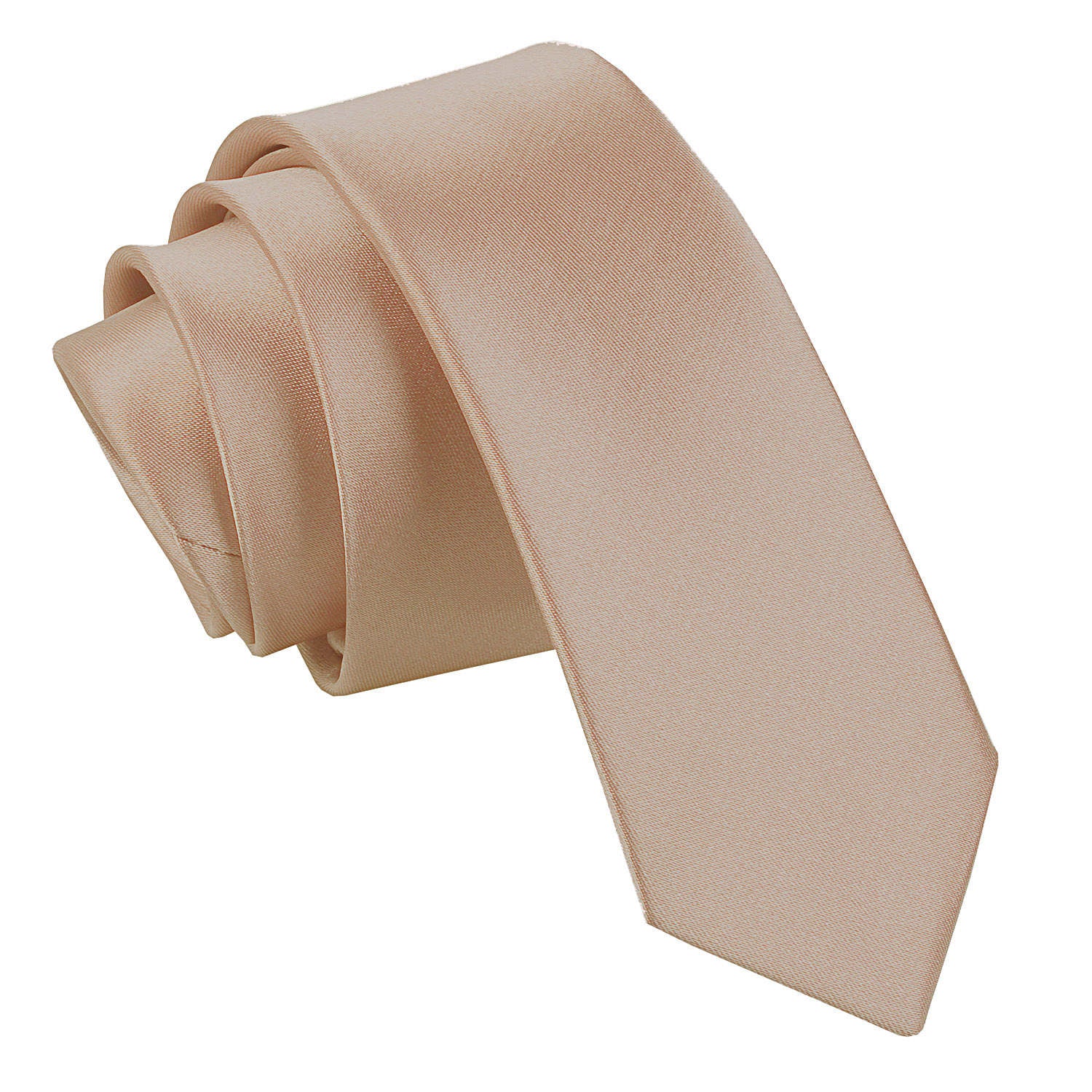 Plain Satin Skinny Tie - Champagne - Well Dapper