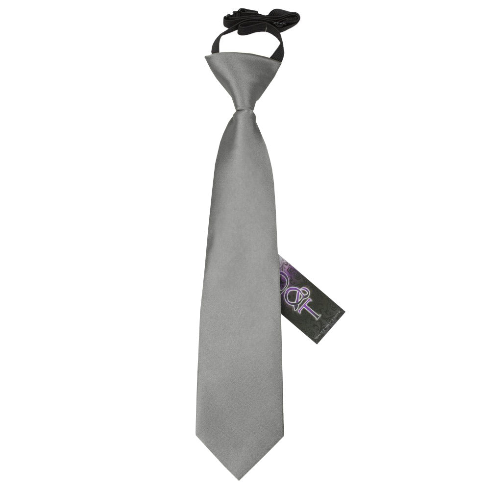 Plain Satin Elasticated Tie - Boys - Ivory - Well Dapper