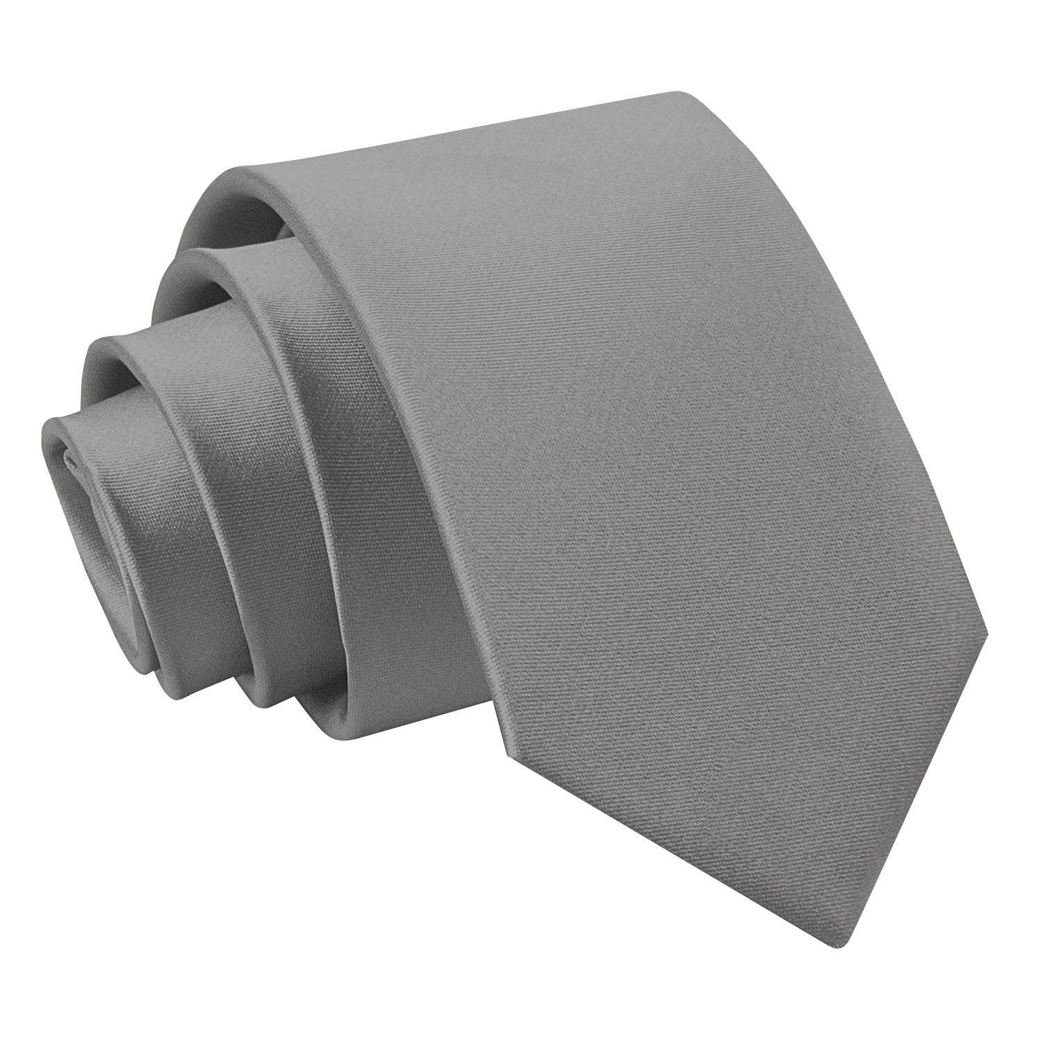 Plain Satin Slim Tie - Silver - Well Dapper