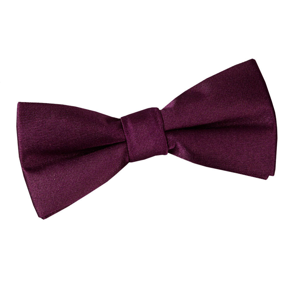 Plain Satin Pre-Tied Bow Tie - Boys - Burgundy - Well Dapper