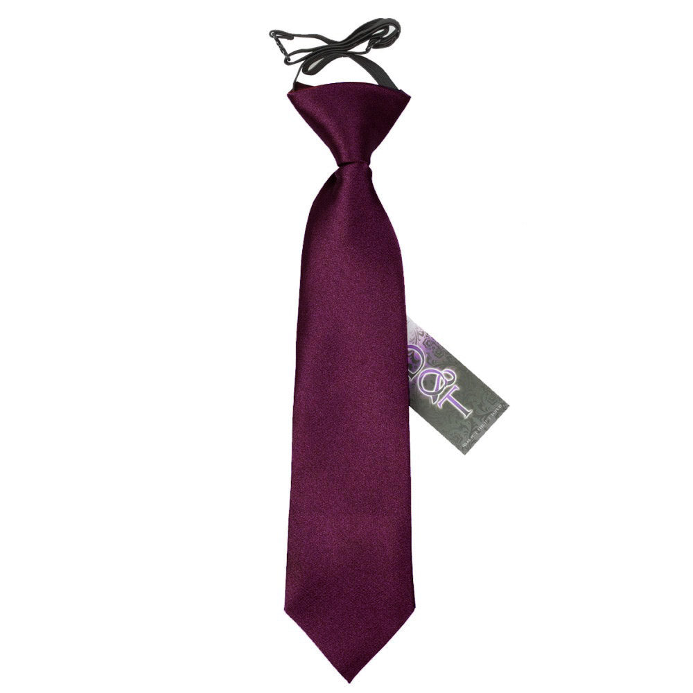 Plain Satin Elasticated Tie - Boys - Crimson Red - Well Dapper