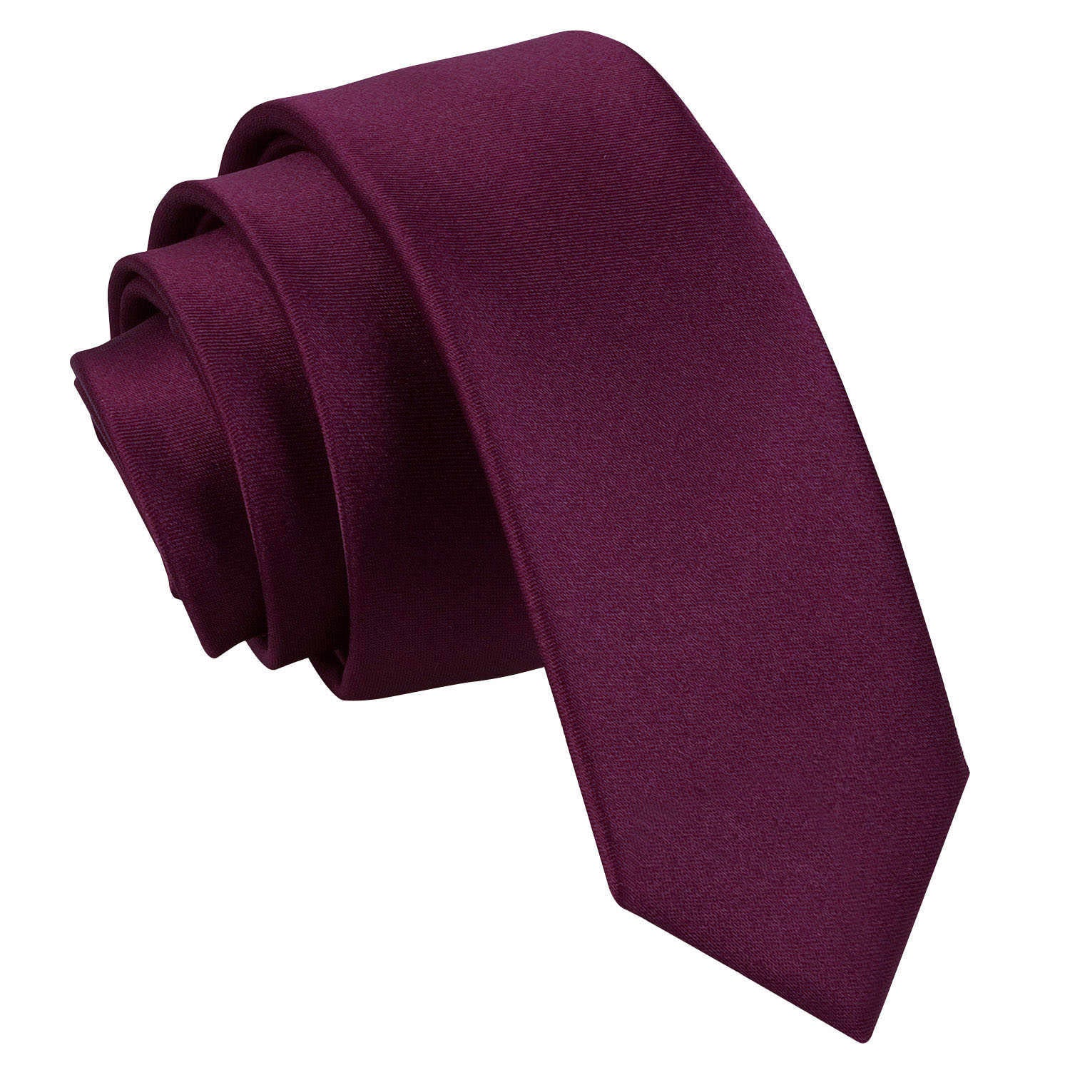 Plain Satin Skinny Tie - Mulberry - Well Dapper