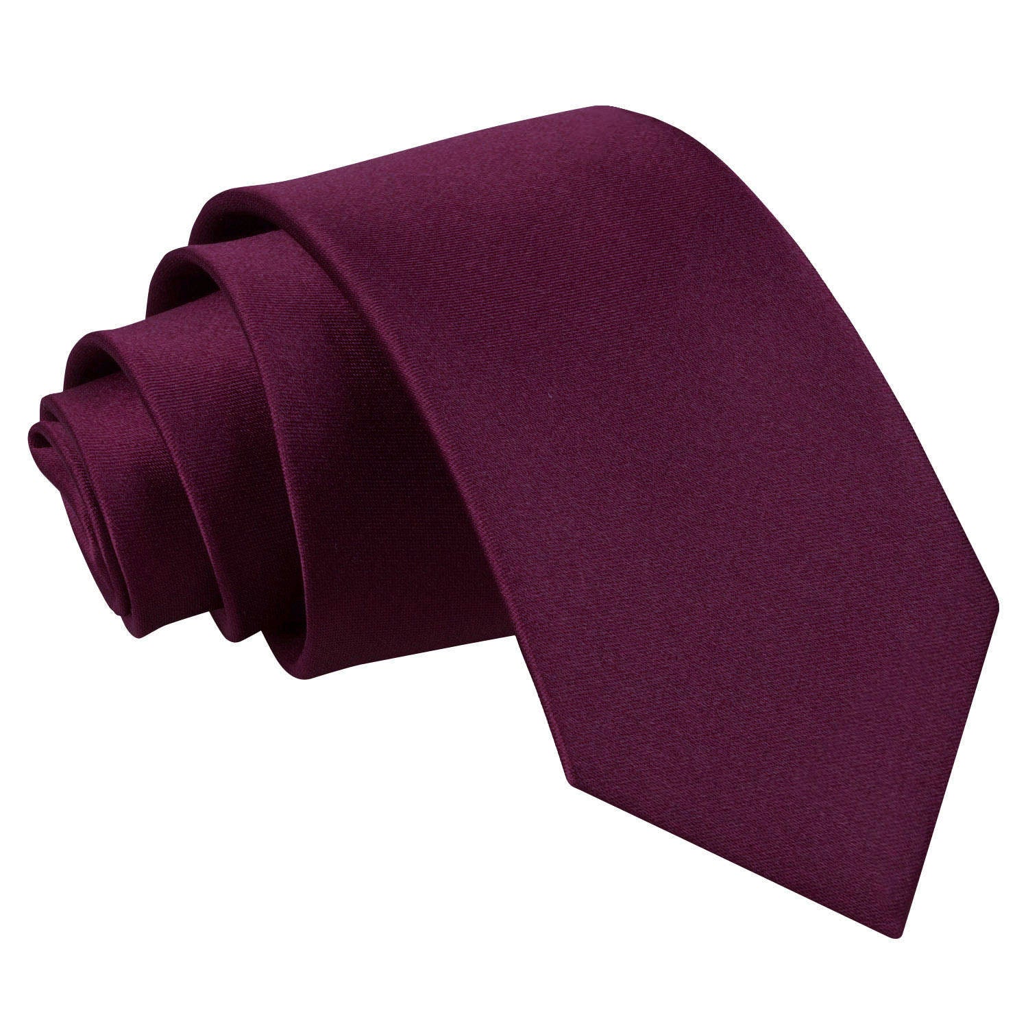 Plain Satin Slim Tie - Burgundy - Well Dapper