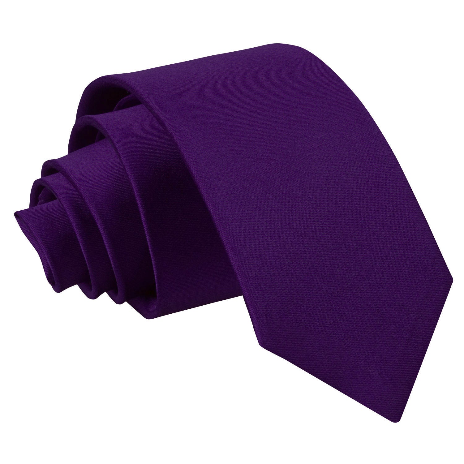 Plain Satin Slim Tie - Mulberry - Well Dapper