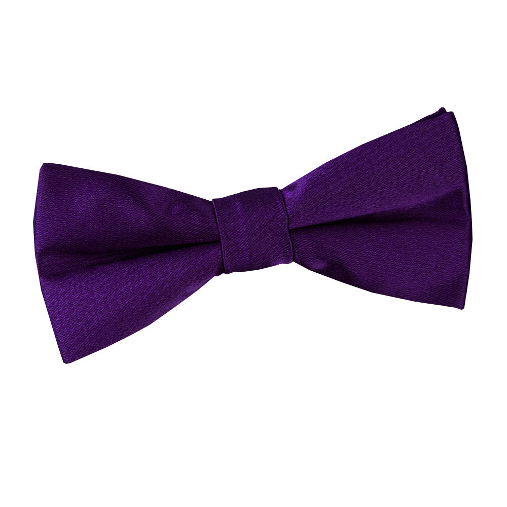 Plain Satin Pre-Tied Bow Tie - Boys - Mulberry - Well Dapper