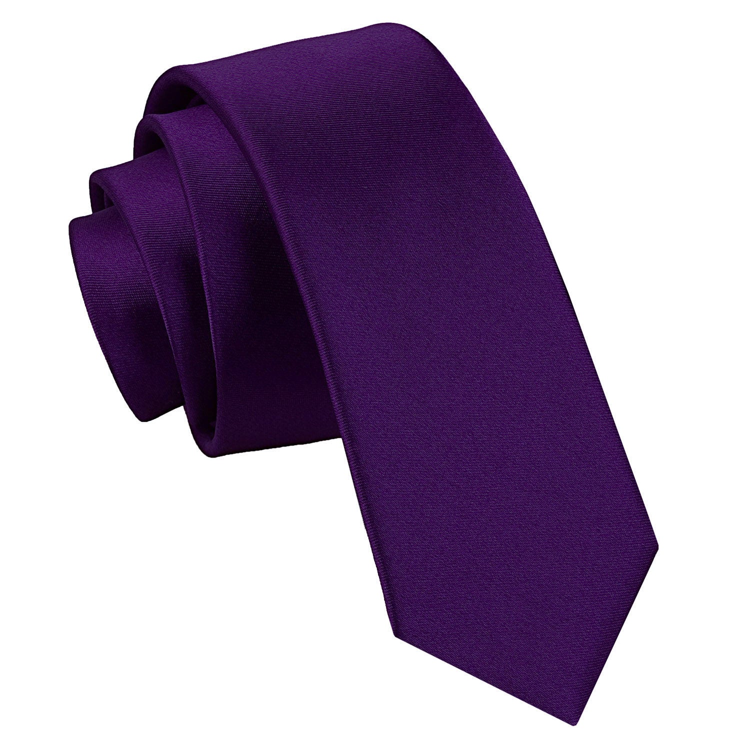 Plain Satin Skinny Tie - Mulberry - Well Dapper