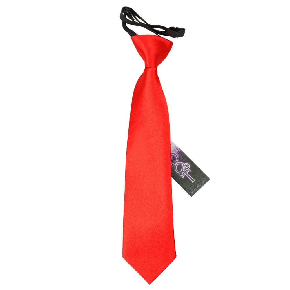 Plain Satin Elasticated Tie - Boys - Coral - Well Dapper