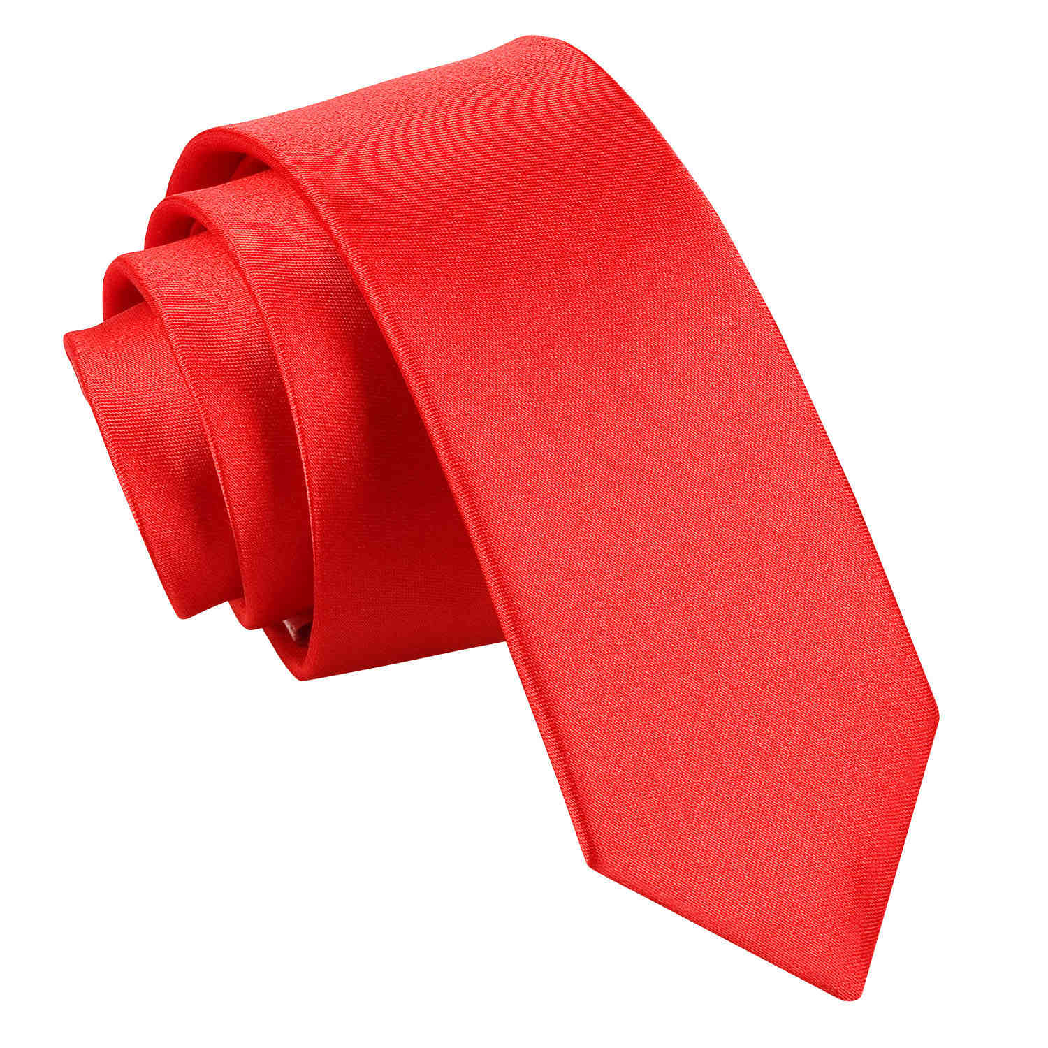 Plain Satin Skinny Tie - Coral - Well Dapper