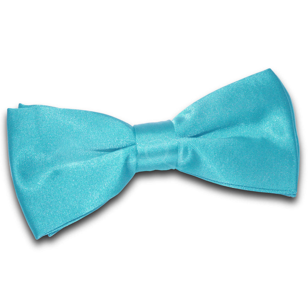 Robin's Egg Blue Plain Satin Pre Tied Bow Tie