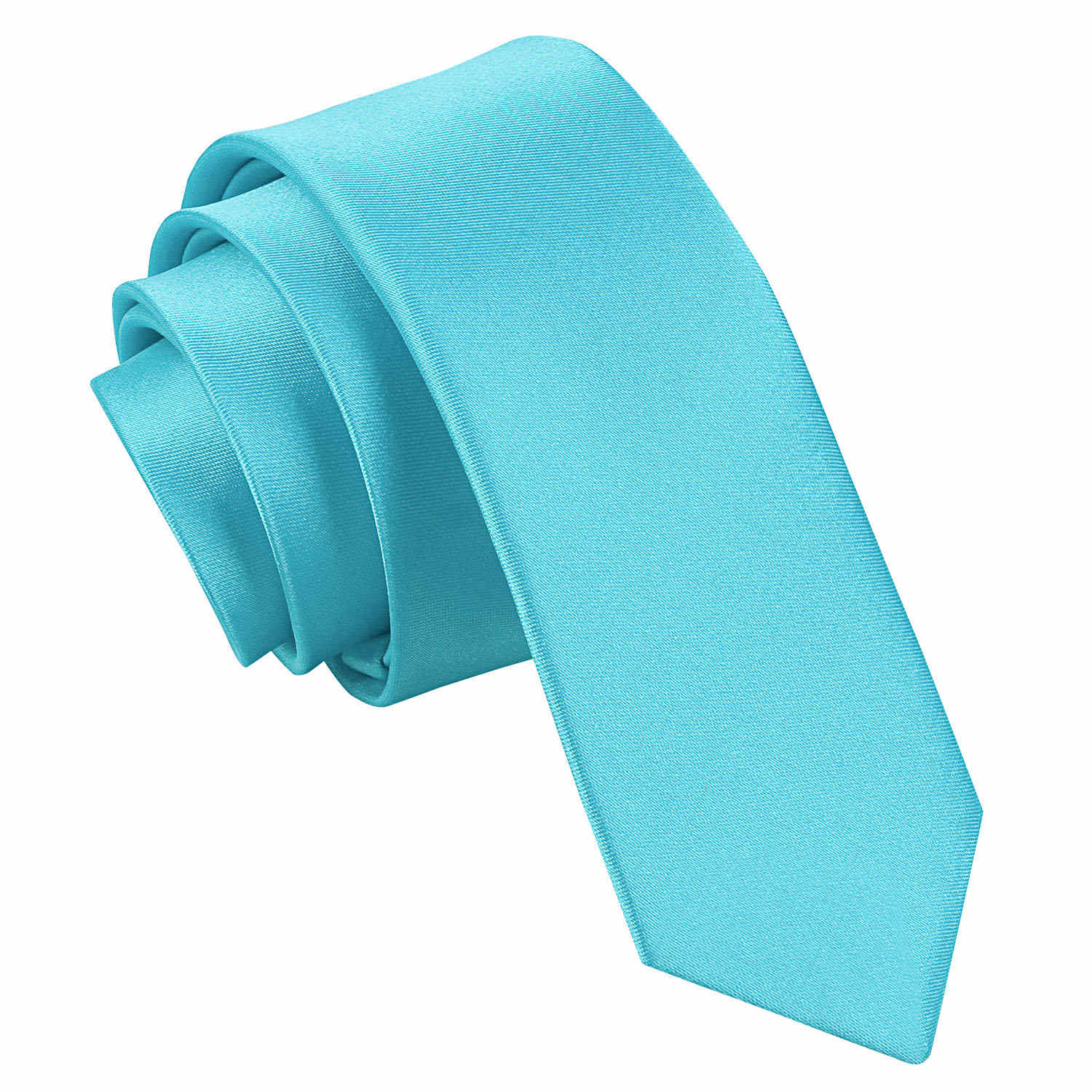 Plain Satin Skinny Tie - Teal - Well Dapper