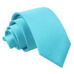 Plain Satin Slim Tie - Teal - Well Dapper