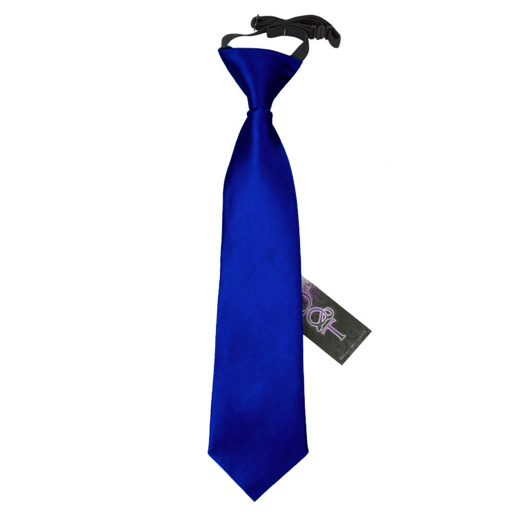 Boys Royal Blue Plain Satin Elasticated Tie