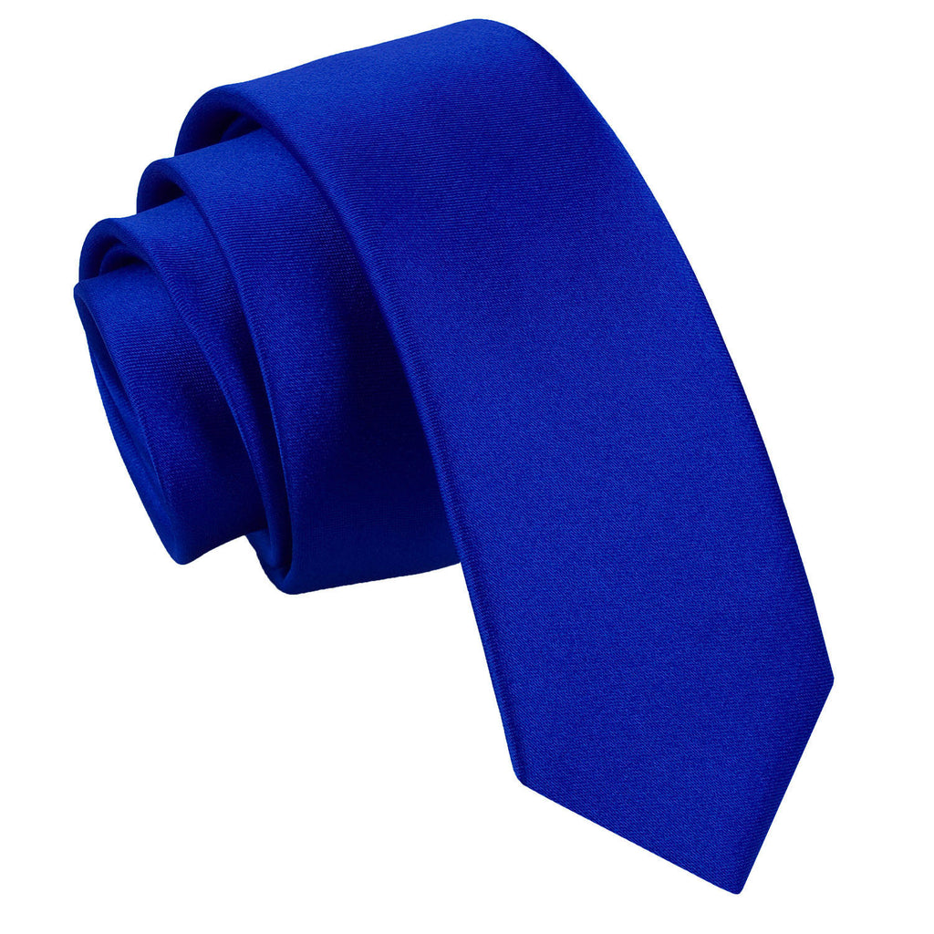 Royal Blue Plain Satin Skinny Tie