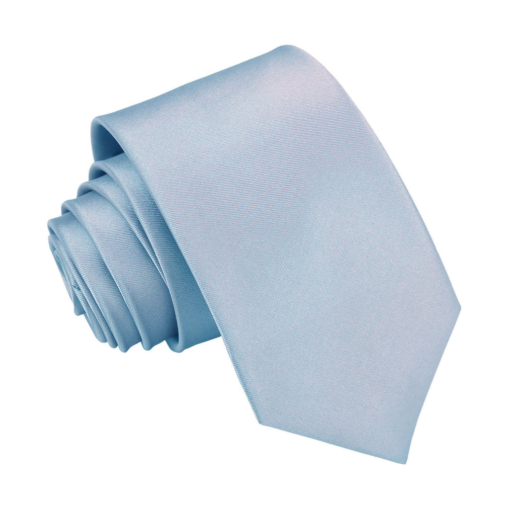 Boys Dusty Blue Plain Satin Classic Tie