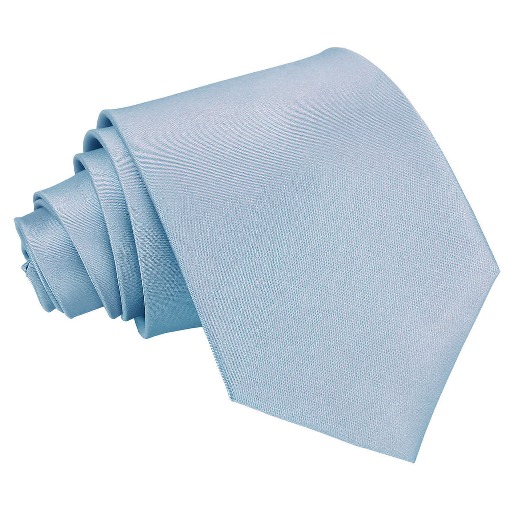 Dusty Blue Plain Satin Extra Long Tie