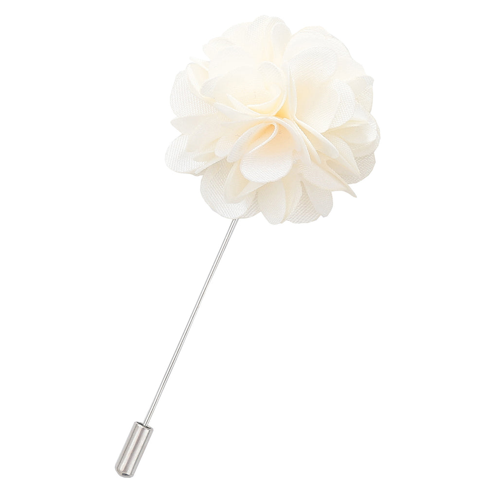 Ivory Plain Satin Lapel Pin
