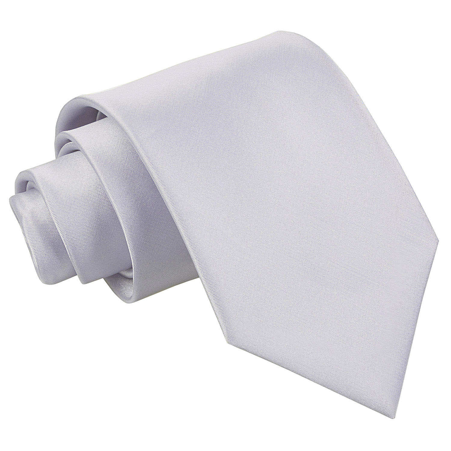 Silver Plain Satin Classic Tie