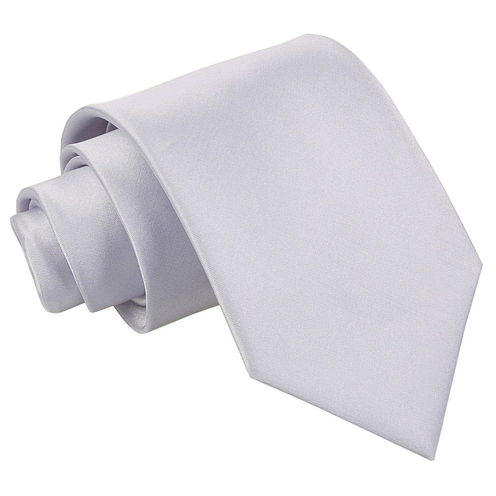 Silver Plain Satin Extra Long Tie