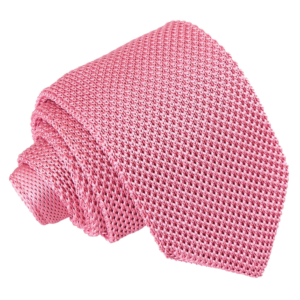 Strawberry Pink Plain Knitted Slim Tie