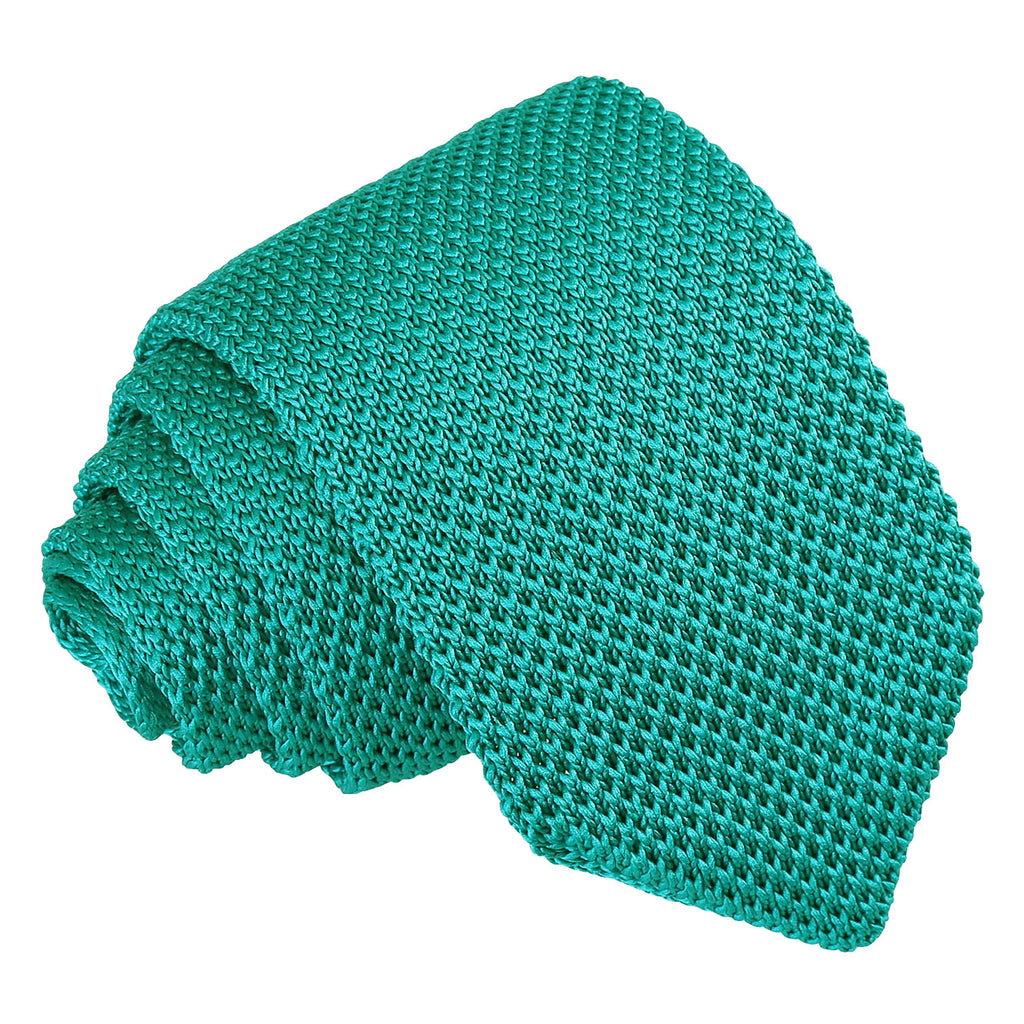 Teal Plain Knitted Slim Tie