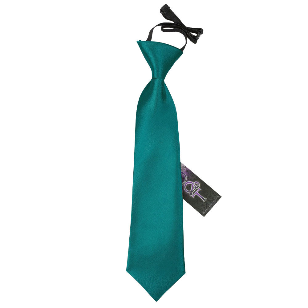 Plain Satin Elasticated Tie - Boys - Mint Green - Well Dapper