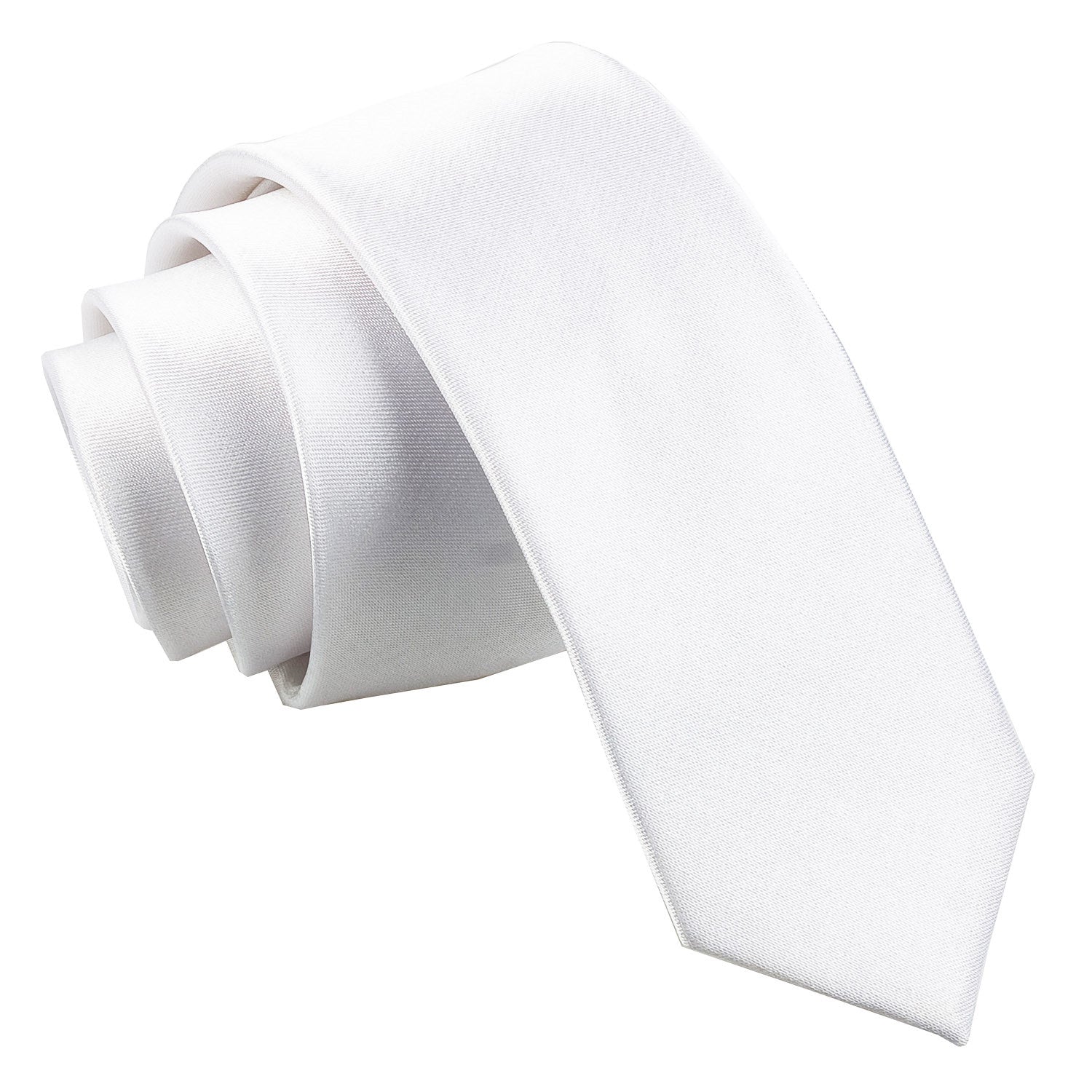 Plain Satin Skinny Tie - Platinum - Well Dapper