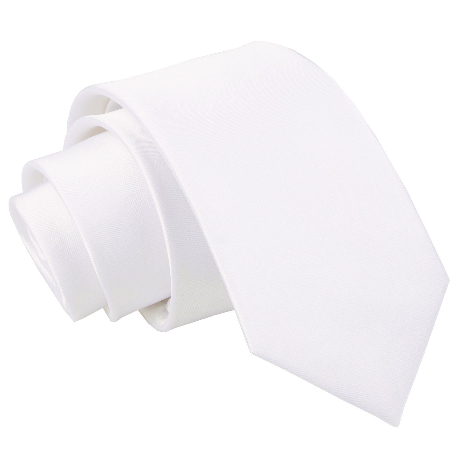 White Plain Satin Slim Tie